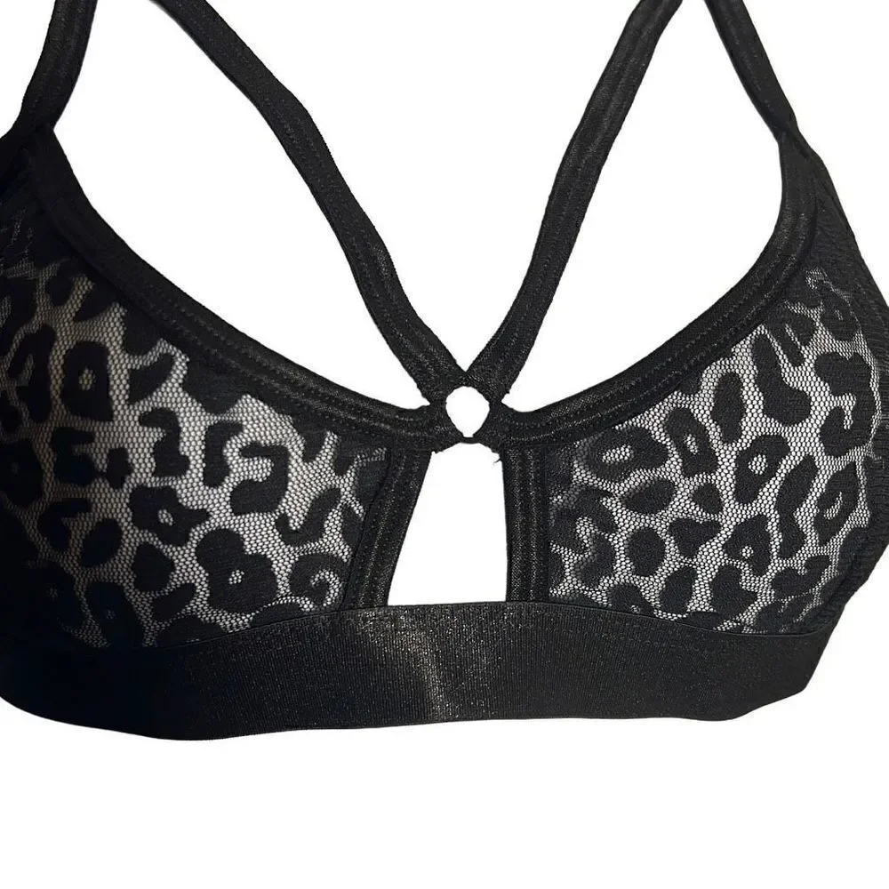 I Heart Women's Laced Floral Black Bra Size S